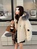 girl American Retro Workwear Parka Jacket Women's Winter 2025 New Super Stylish Large Fur Collar Cotton Coat_ecoleips.com