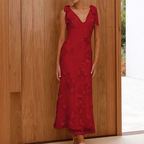 French-style Floral Embellished Evening Women, High-end Party Wear, Elegant Strapless Slim-fit Backless Dress For Women_ecoleips.com