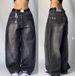 Women's Clothing Black And Gray Denim Wide Leg Pants Jazz Dance Pants High Waist Retro Niche Design Denim Jeans_ecoleips.com
