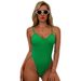 Women's Clothing Sexy Deep V One Piece Swimsuit Solid Color Crepe Fabric Bestseller Bikini For All Seasons_ecoleips.com