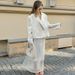 Talenza White Mesh High Waist Skirt Women's Sexy See-through Loose Straight Slit Skirt Elegant Solid Retro Patchwork Party Skirt_ecoleips.com