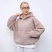 Women's Casual Solid Color Hoodie Waist Long Sleeve Short Top Pullover Pocket Sweater_ecoleips.com