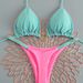 2025 New European And American Style Nylon Heart Bikini Set Solid Color Low Waist Tie-Up Women's Swimwear_ecoleips.com