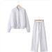 Trendy Zip-Up Bomber Jacket & High-Waist Flannel Pants Set – Stylish Two-Piece Outfit For Women (Beige/Grey/Black, 3 Sizes)_ecoleips.com