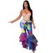 Aria Basics K10744 European And American Clothing Supply, Hot-selling Tie-dye Printed Flared With Ruffles, New_ecoleips.com