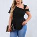 2026 European And American Cross-border Plus-size Women's Clothing Sexy Off-shoulder Asymmetrical Neck T-shirt Summer_ecoleips.com
