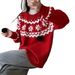 girl Fair Isle Pullover Crew Neck Sweater Women, New Loose Christmas Knitted Inner Layer, Atmosphere Spring Top For Autumn_ecoleips.com