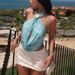 Women's Clothing Women's Solid Color Top With Shell Metal Button Ties Halter Neck Open Back Fashion Style For Formal & Casual For Women_ecoleips.com