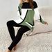 Women's Geometric Print Suit Set – Long Sleeve Top & Casual Pants (S-XXXL, Grey/Green/Red/Blue, Autumn & Winter)_ecoleips.com