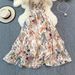 Women's Colorful Floral Print V Neck Dress Bohemian Style Summer Niche Suspender Dress_ecoleips.com