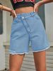 2025s 35005#Casual Denim Women's Simple High-Waisted Loose Shorts_ecoleips.com