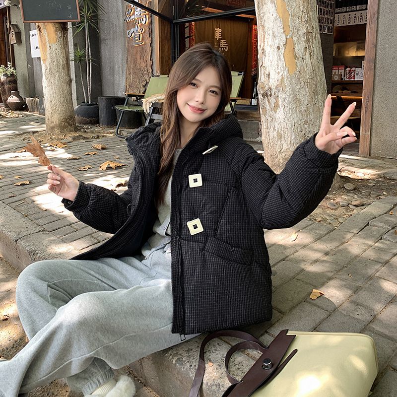 Temperament High-end Sense Square Collar Hooded Short Bread Suit Cotton Clothes Female Design Sense_ecoleips.com