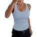 Women's Clothing Low Cut Crew Neck Sleeveless Ribbed T-Shirt Stretch Slim Fit Basic Vest Top Casual 2026_ecoleips.com