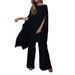 Women's Clothing Autumn Solid Color Round Neck Top Loose Pants Two Piece Suit_ecoleips.com