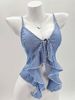Women's Clothing New Fashion Sexy Hot Girl Lace Up Versatile Suspenders Irregular Hem Backless Striped Slim Top_ecoleips.com