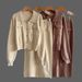 Elegant Knit Two-piece Set Women's Fall Winter Turtleneck Sweater & Midi Skirt Outfit - Slim Fit Button Down Cardigan & A-line Skirt_ecoleips.com