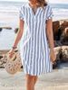 Elegant Striped V Neck Midi Dress Style Available Now On Women's Clothing_ecoleips.com