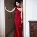 Red One Shoulder Engagement Dress New Chinese Style Bridal Morning Robe Luxury Unique Wedding Toast Women's Party Wear_ecoleips.com