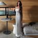 ng2510292 European American Cross-border Sexy Women's Evening Dress, Elegant Strapless Slim-fit Long Dress With Sequins, Slit, And_ecoleips.com