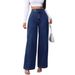 Women's High-Waisted Wide-Leg Jeans Retro Dark Blue Button Design Autumn Winter plus Size Casual Comfortable Fit_ecoleips.com