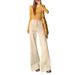 Shisanxing 2026 Spring New Khaki Old Money Style Women's High-Waisted Flared Jeans, Not Tight-Fitting Bell-Bottom Pants_ecoleips.com