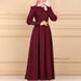 European American 2022 Goddess Style Round Neck Sleeve With Button Decoration, Simple Cuffed Sleeves, High Waist, And_ecoleips.com
