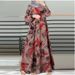 In Stock Cross-Border New Printed Middle Eastern Muslim Malay Full Sleeve Round Neck Robe Long Dress Factory Wholesale_ecoleips.com