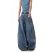High Street Retro Washed Deconstruction Scimitar Jeans Women's Design Sense Three Bars Striped Splicing Wide Leg Trousers_ecoleips.com