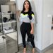 Women's Clothing CY902407 Women's Two-Tone Round Neck High-Waist Top And Shorts Casual Lounge Set_ecoleips.com
