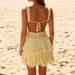 Fashion V-neck High Waist Tassel Dress Summer Hollow Out Sleeveless Knitted Cover Up Dress Vacation Solid Suspender Women Dress_ecoleips.com
