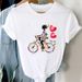 European And American Cross-border Foreign Trade Women's Floral Bicycle Print Round-neck Short-sleeve T-shirt Top_ecoleips.com
