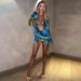 2025 Women's Summer New Painted Print Swing Neck Mesh See-through Ruched Tie Bra Set_ecoleips.com