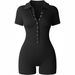 Women's Yoga Jumpsuit Ribbed V-Neck Stretch Waist Sports Jumpsuit_ecoleips.com