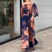 Women's Clothing Two piece Summer New Casual Printed Off shoulder Wide leg Pants Set_ecoleips.com