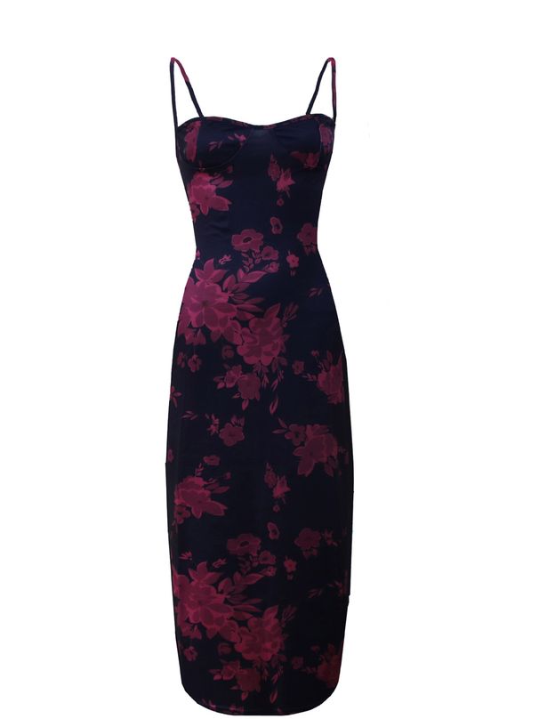 In Stock European And American Style Women's Fashion Elegant Slim Waist Strap Chest-Enhancing Floral Print_ecoleips.com