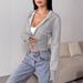 AD704 Gray Sporty Casual Women's Spring And Autumn Fashionable, Stylish, Comfortable, Age-reducing Hooded Short_ecoleips.com