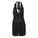 INS European And American Women' Fahion 2025 Autumn New Sexy Hot Halter Neck Tie V-neck Backle Slim Fit Bodycon_ecoleips.com