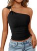 Aria Basics Aria Basics 2026 European And American Cross-border Foreign Trade Bowknot One-shoulder Tank Top, Holiday Style, Single-shoulder_ecoleips.com