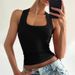 Women's U Neck Slim Fit Racerback Crop Top Solid Color Summer Fashion Hot Girl Clothing_ecoleips.com