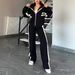 Autumn Y2g Striped Zipper Jacket Leisure Sports Suit For Women_ecoleips.com