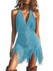 K New Women's Dress Sexy Deep V-strap Tassel Slim Fit Dress_ecoleips.com