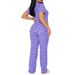 Summer Women's Casual Home Wear Set Comfortable Short Sleeve Front Button Elastic Waist Mediterranean Style_ecoleips.com