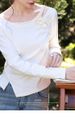 ALXNAN Long Sleeve T-shirt Women 2026 Spring New Waist Ruffled Split 3D Floral Hollow Out Tees Cotton Casual Elegant Tops L61809_ecoleips.com