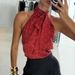 2025 Autumn New Cross-Border Design American Hot Girl Style Acetate Polka Dot Tie-Neck Camisole For Women_ecoleips.com