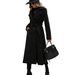 Elegant Double-Breasted Long Trench Coat For Women - Wool Blend, Loose Fit, Notched Collar, Plaid & Solid Colors, S-XXL"_ecoleips.com