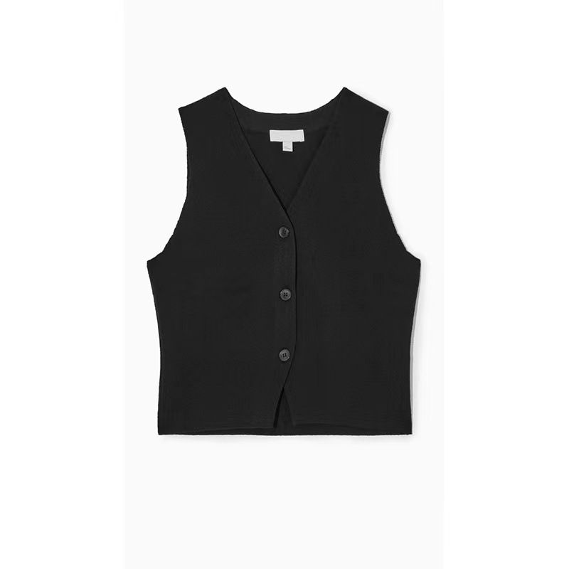 Women's Clothing Spring New Short Sleeved Casual Version Knitted Sleeveless V Neck Inner Wear Can Be Worn Outside Vest_ecoleips.com