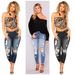 Women’s Clothing Summer High Elasticity Nine Points Ripped Women Small Feet Tight Butt Lifting Fashion Jeans_ecoleips.com