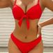 Women's Sexy Solid Color Bikini Backless Swimwear Tie Up Vacation E-Suit_ecoleips.com