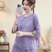 Spring/Summer Loose Embroidered Cotton-Linen Tops, Women's Artistic Frog Button, Ethnic Style Color-Block Three-Quarter_ecoleips.com