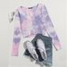 Voya Women's Fashion Tie Dye Long Sleeved Cardigan T-shirt Casual Versatile Slim Fit V-neck Women's T-shirt_ecoleips.com